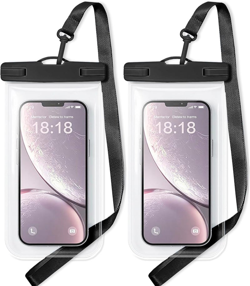 Criyar 1/2 Pack Waterproof Phone Pouch Compatible with iPhone 17 16 15 Pro Max & Galaxy S24+/S23 7in Waterproof Phone Case with Lanyard, IPX8 Beach Travel Must Haves, Beach Essentials, Black, 2 Pack - Image 1